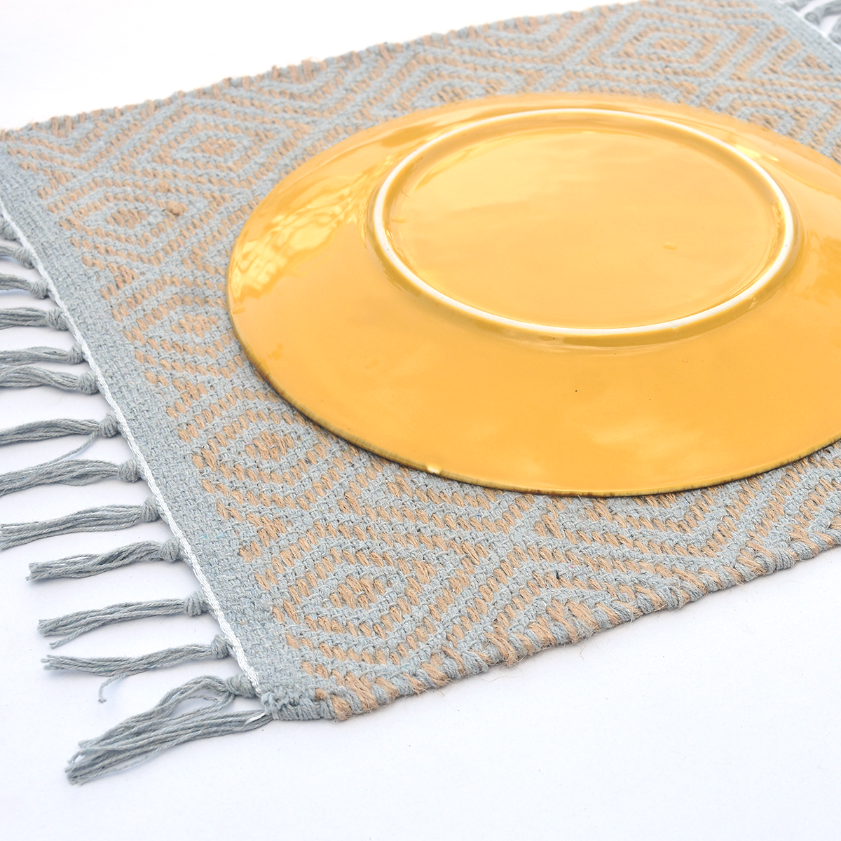 Persian Style Gray & Gold Natural Jute Placemat and Runner